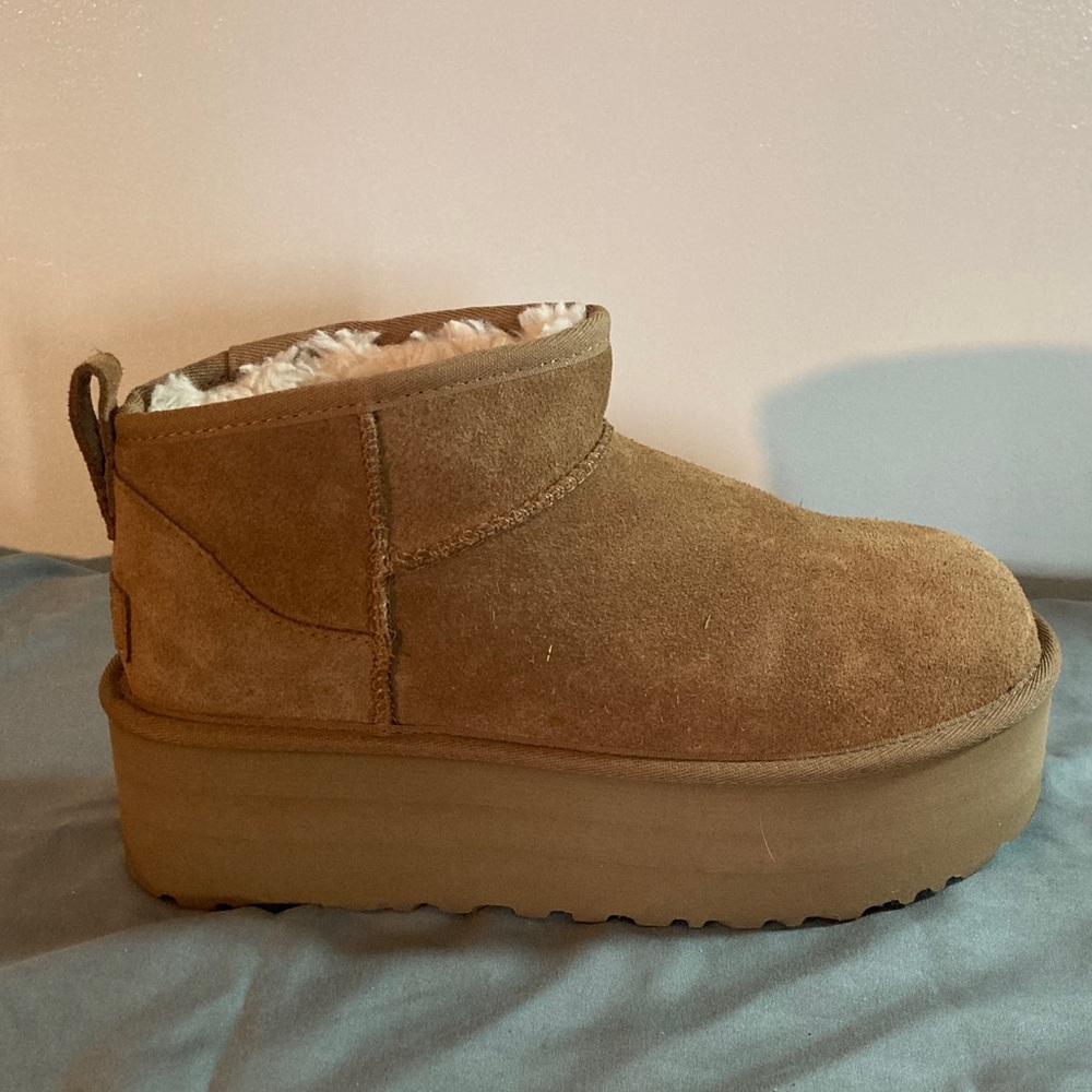UGG CLASSIC ULTRA MINI PLATFORM Chestnut 8 NIB 8 - Picture 3 of 13